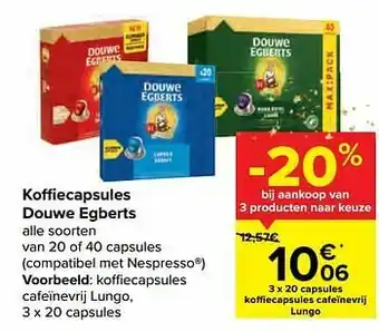 Carrefour Koffiecapsules cafeïnevrij lungo aanbieding