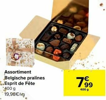 Carrefour Assortiment belgische pralines esprit de fête aanbieding