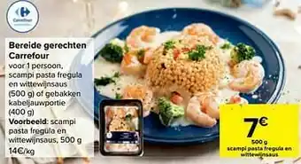 Scampi pasta fregula en wittewijnsaus