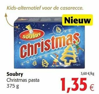 Colruyt Soubry christmas pasta aanbieding