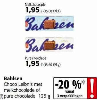 Colruyt Bahlsen choco leibniz met melkchocolade of pure chocolade aanbieding