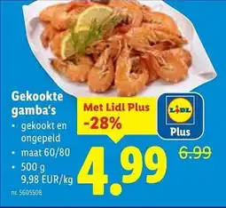 Lidl Gekookte gamba's aanbieding