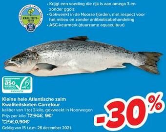 Carrefour Kleine hele atlantische zalm kwaliteitsketen carrefour aanbieding