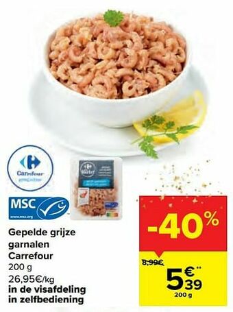 Carrefour Gepelde grijze garnalen carrefour aanbieding