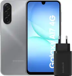 Coolblue Samsung Galaxy A17 128GB Grijs 4G + BlueBuilt Oplader met Usb C Poort 30W Zwart aanbieding