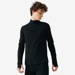 Decathlon Warm hardloopshirt met rits en lange mouwen voor heren Run 100 Warm zwart aanbieding