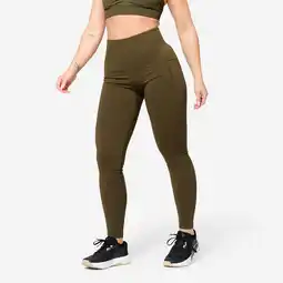 Decathlon Push-up dameslegging met hoge taille kakigroen aanbieding