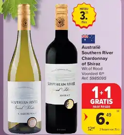 Carrefour Australië Southern River Chardonnay of Shiraz aanbieding