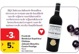 Carrefour Frankrijk Bordeaux Supérieur Château Jalousie Beaulieu Cuvée Prestige aanbieding