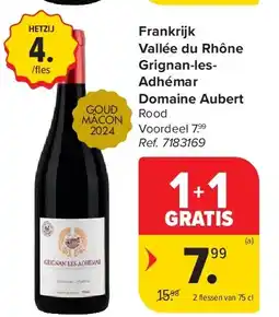 Carrefour Frankrijk Vallée du Rhône Grignan-lesAdhémar Domaine Aubert aanbieding