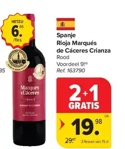 Carrefour Spanje Rioja Marqués de Cáceres Crianza aanbieding