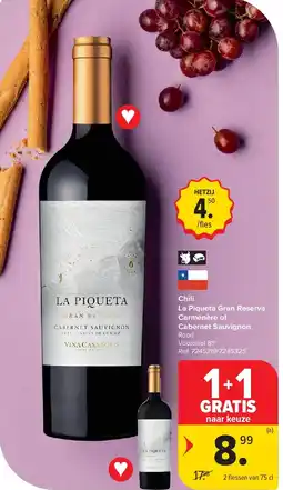 Carrefour Chili La Piqueta Gran Reserva Carménère of Cabernet Sauvignon aanbieding