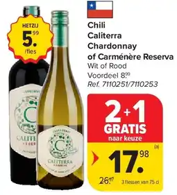 Carrefour Chili Caliterra Chardonnay of Carménère Reserva aanbieding