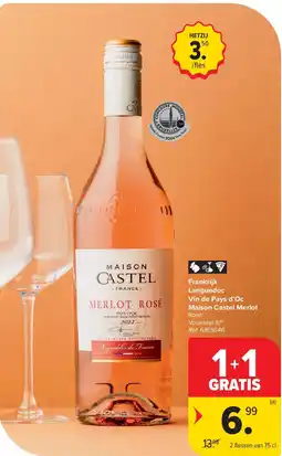 Carrefour Frankrijk Languedoc Vin de Pays d’Oc Maison Castel Merlot aanbieding