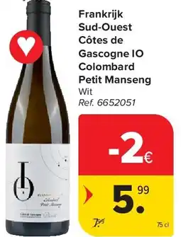 Carrefour Frankrijk Sud-Ouest Côtes de Gascogne IO Colombard Petit Manseng aanbieding