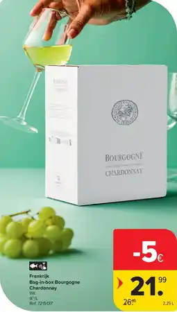 Carrefour Frankrijk Bag-in-box Bourgogne Chardonnay aanbieding