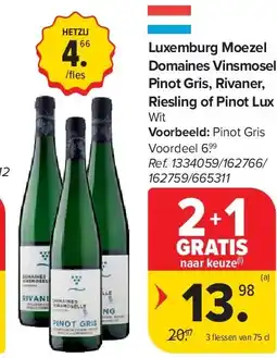 Carrefour Luxemburg Moezel Domaines Vinsmoselle Pinot Gris, Rivaner, Riesling of Pinot Lux aanbieding
