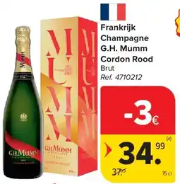 Carrefour Frankrijk Champagne G.H. Mumm Cordon Rood aanbieding