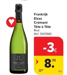 Carrefour Frankrijk Elzas Crémant Tête à Tête aanbieding