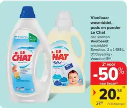 Carrefour Vloeibaar wasmiddel, pods en poeder Le Chat aanbieding