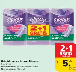 Carrefour Sets Always en Always Discreet aanbieding