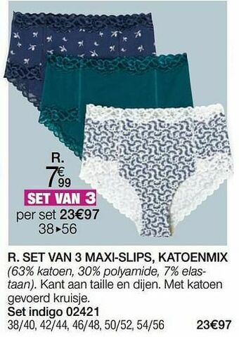 Damart Set van 3 maxi-slips katoenmix aanbieding