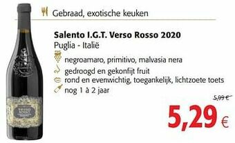 Colruyt Salento i.g.t. verso rosso 2020 puglia - italië aanbieding