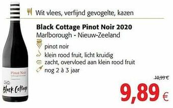 Colruyt Black cottage pinot noir 2020 marlborough - nieuw-zeeland aanbieding