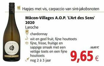 Colruyt Mâcon-villages a.o.p. l`art des sens 2020 laroche aanbieding