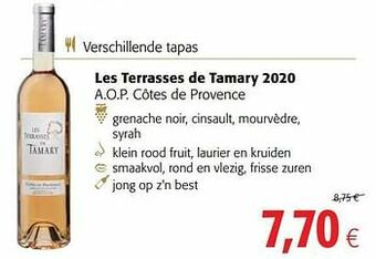 Colruyt Les terrasses de tamary 2020 a.o.p. côtes de provence aanbieding