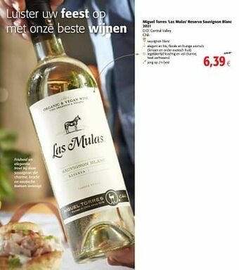 Colruyt Miguel torres las mulas reserva sauvignon blanc 2021 d.o. central valley chili aanbieding