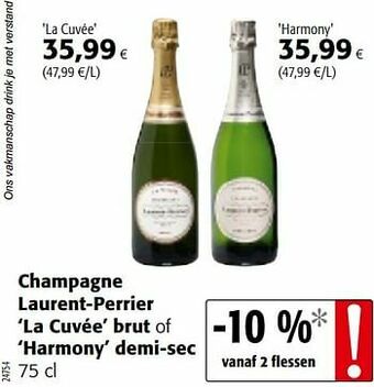 Colruyt Champagne laurent-perrier la cuvée brut of harmony demi-sec aanbieding