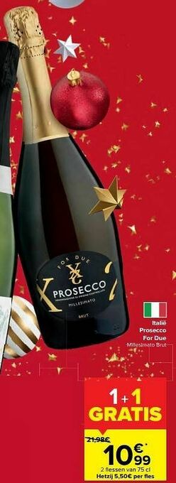 Carrefour Italië prosecco for due millesimato brut aanbieding