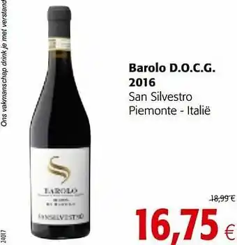 Barolo d.o.c.g. 2016 san silvestro piemonte - italië