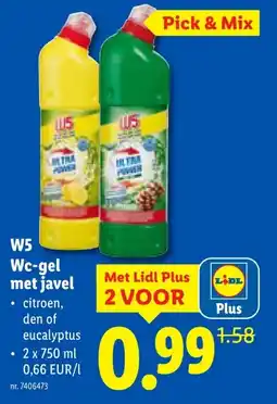 Lidl W5 Wc-gel met javel aanbieding
