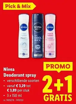 Lidl Nivea Deodorant spray aanbieding