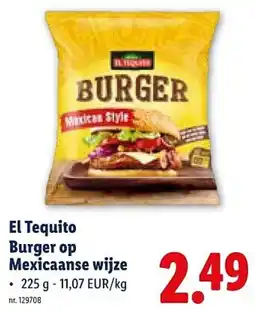 Lidl El Tequito Burger op Mexicaanse wijze aanbieding