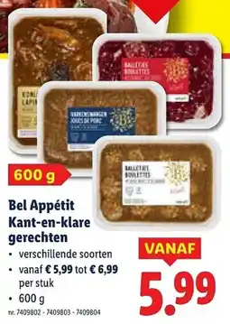 Lidl Bel Appétit Kant-en-klare gerechten aanbieding