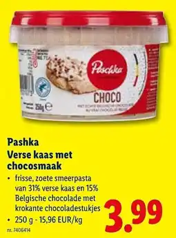 Lidl Pashka Verse kaas met chocosmaak aanbieding