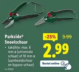 Lidl Parkside Snoeischaar aanbieding