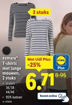 Lidl Esmara T-shirts met lange mouwen aanbieding