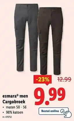 Lidl Esmara men cargobroek aanbieding