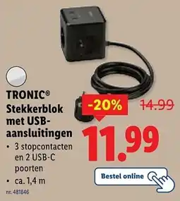 Lidl Tronic Stekkerblok met USB aansluitingen aanbieding