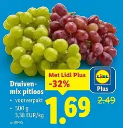 Lidl Druivenmix pitloos aanbieding