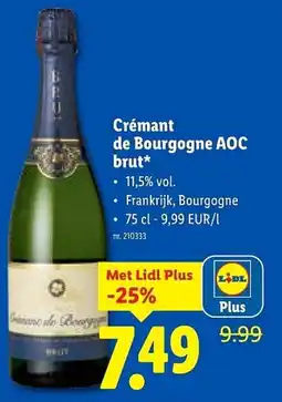 Lidl Crémant de Bourgogne AOC brut aanbieding