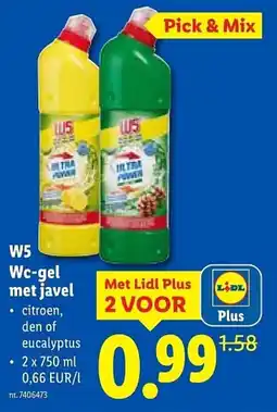 Lidl W5 Wc-gel met javel aanbieding