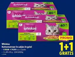 Lidl Whiskas Kattennatvoer in zakjes in gelei aanbieding
