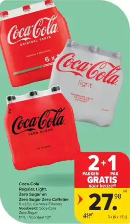Carrefour Market Coca Cola Regular, Light, Zero Sugar en Zero Sugar Zero Caffeine aanbieding