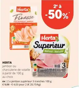 Spar Herta jambon ou charcuterie de volaille aanbieding
