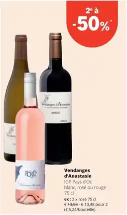 Spar Vendanges d'anastasie IGP Pays d'Oc blanc, rosé ou rouge aanbieding